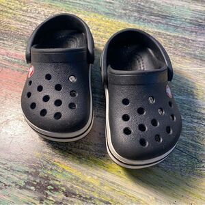 CROCS Black Sandals with Perforated Design
